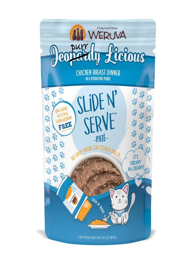 Weruva Slide N' Serve Paté Wet Cat Food, Jeopurrdy Licious Chicken Dinner, 2.8oz Pouch (Pack of 12) - Image 1